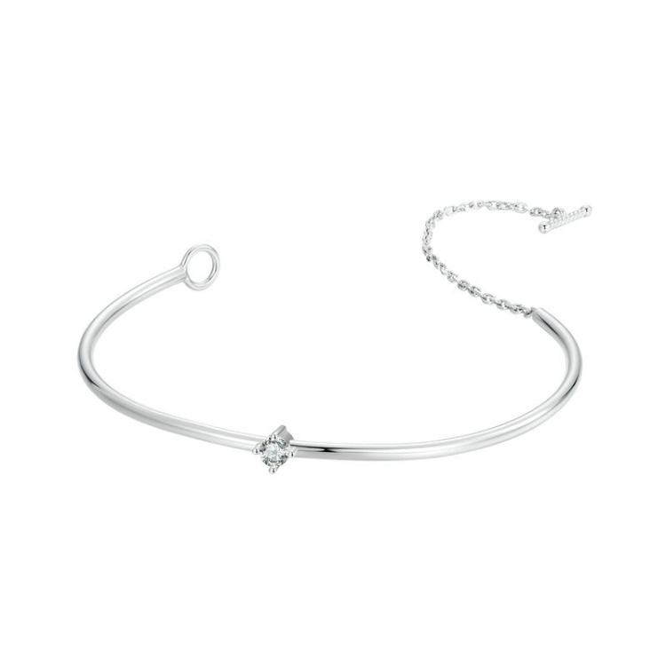 S925 Sterling Silver Platinum Plated Sparkling Zircon Thin Bracelet(BSB160)
