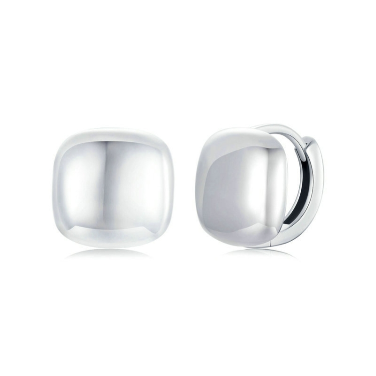S925 Sterling Silver Platinum Plated Square Earrings(BSE973)