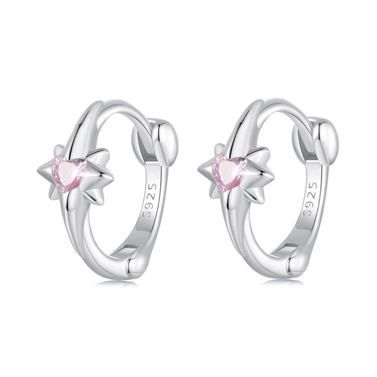 S925 Sterling Silver Platinum-plated Star Zircon Earrings(BSE1112)