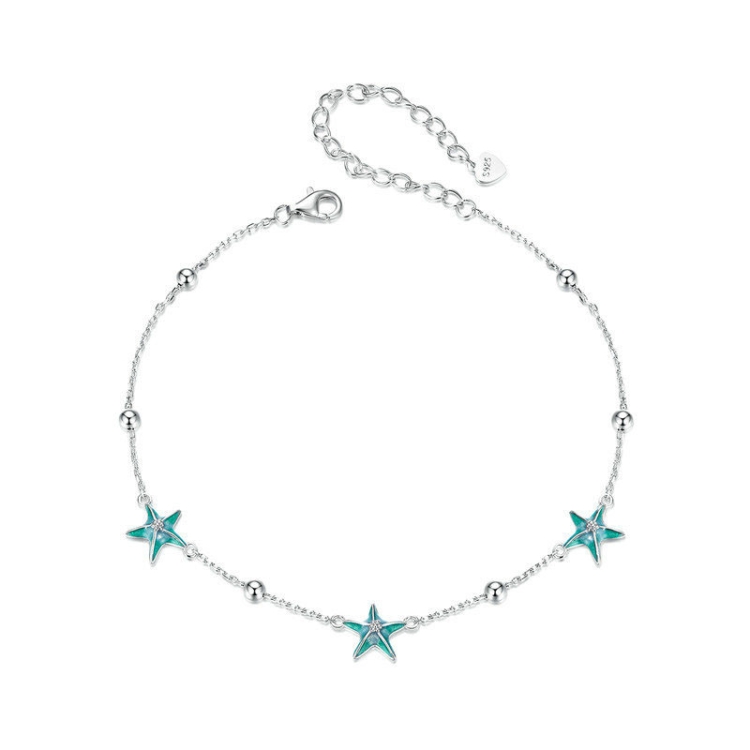 S925 Sterling Silver Platinum-plated Starfish Anklet Foot Ornament(SCT026)