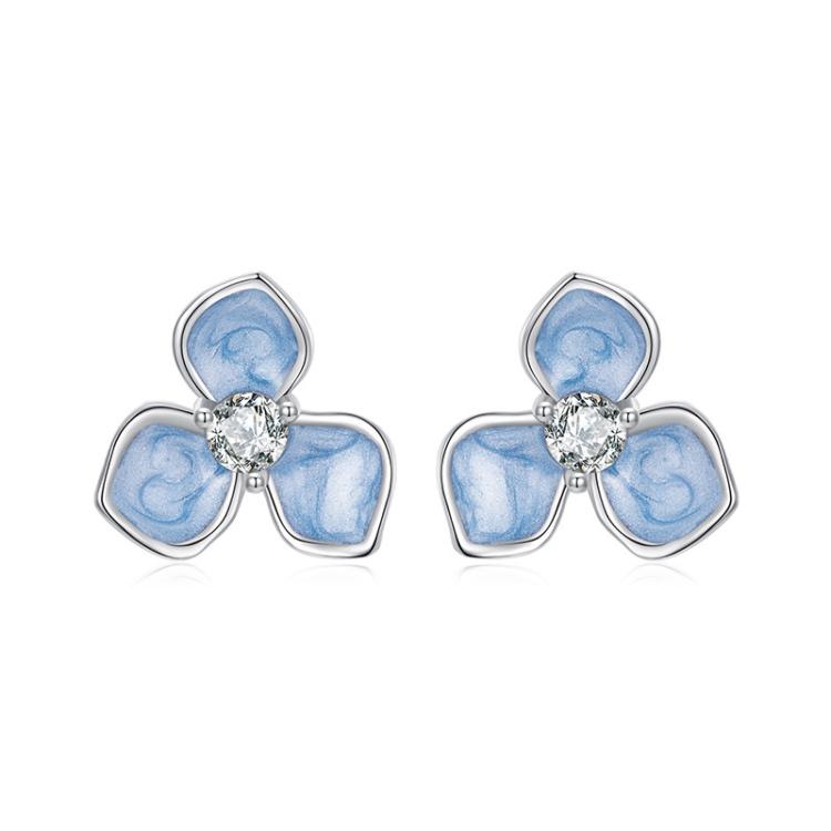 S925 Sterling Silver Platinum-Plated Sweet Flower Earrings(SCE1824)