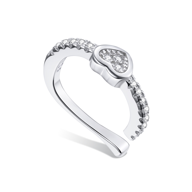 S925 Sterling Silver Silver Heart Ear Clip Women Earrings