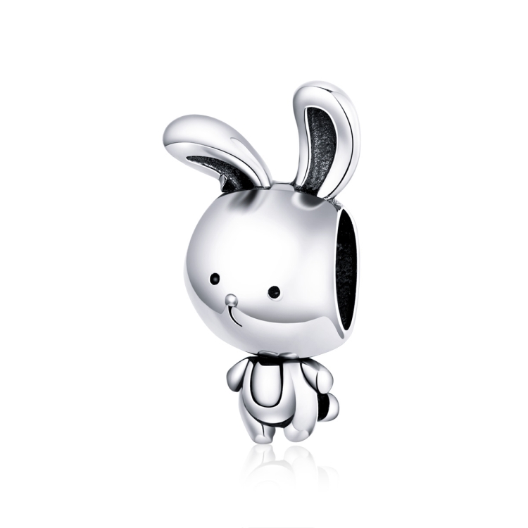 S925 Sterling Silver Simple Animal Rabbit Beaded DIY Bracelet Jewelry Accessories