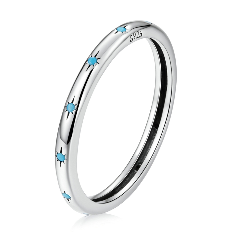 S925 Sterling Silver Star Women Ring, Size:6