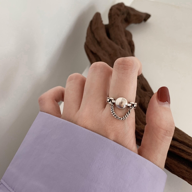 S925 Sterling Silver Vintage Ring Chain Jewelry, Color: J1034