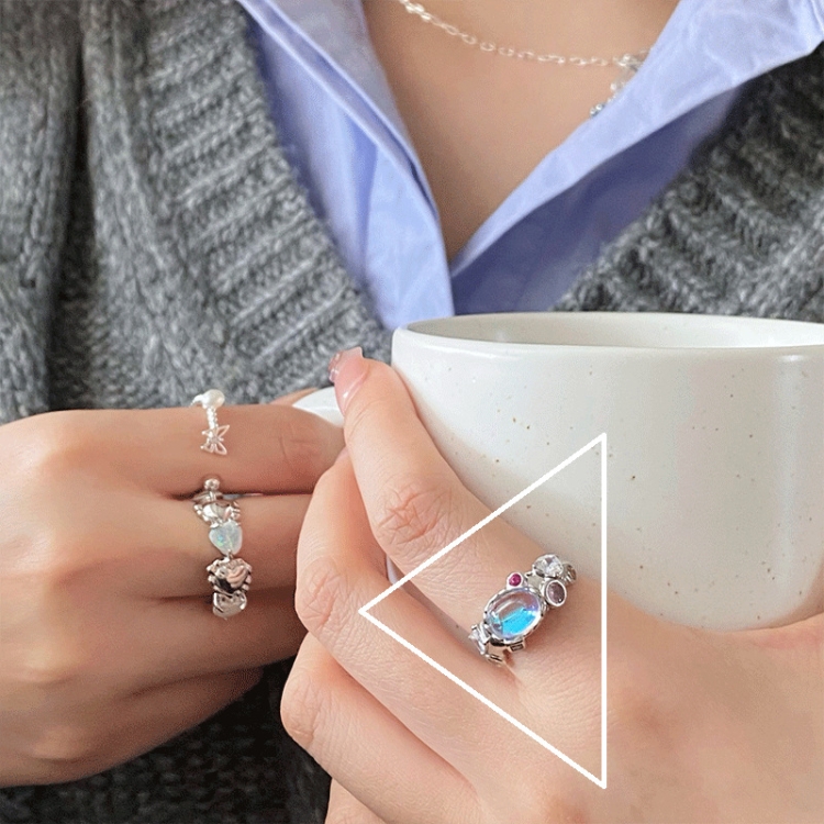 S925 Sterling Silver Vintage Ring Chain Jewelry, Color: J2953