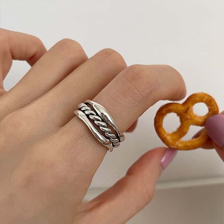 S925 Sterling Silver Vintage Ring Chain Jewelry, Color: J3085