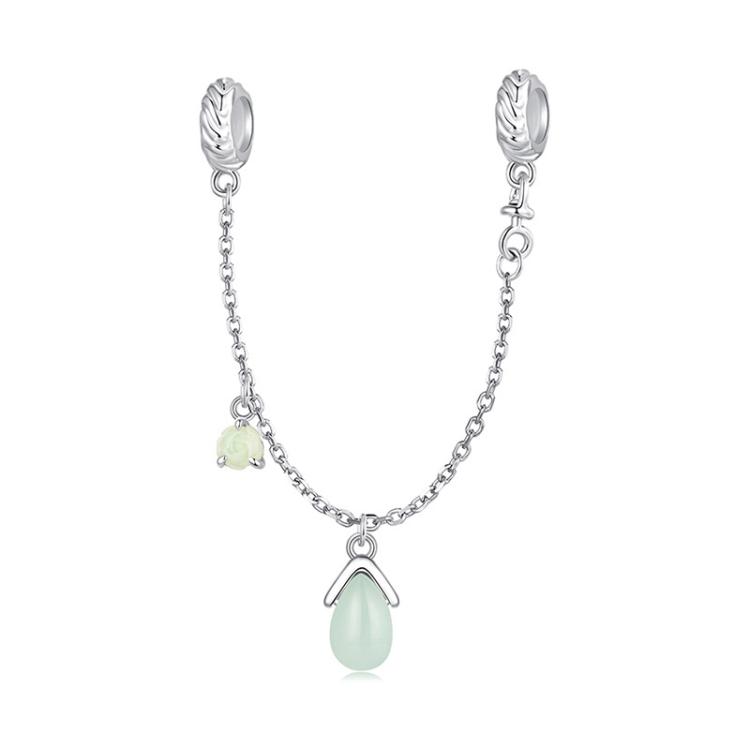 S925 Sterling Silver Water Drop Stone Safety Chain Bracelet Bead Accessories(BSC1109)
