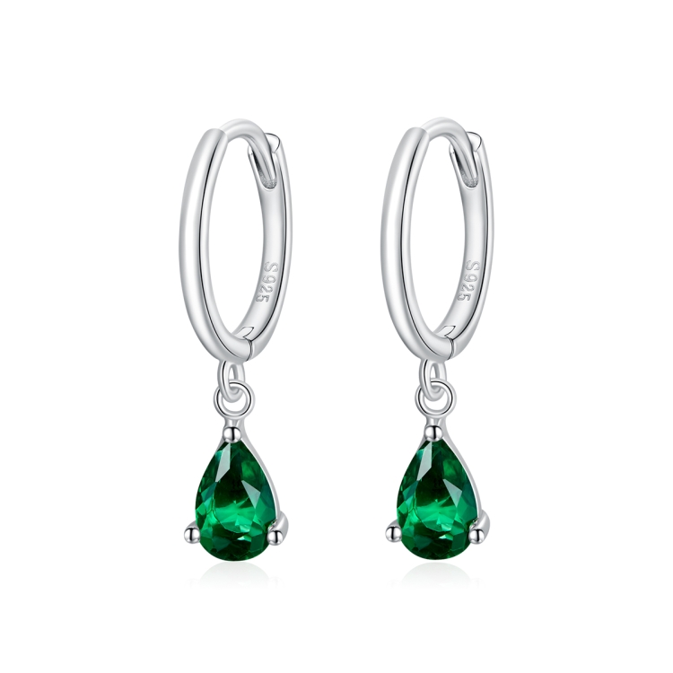 S925 Sterling Silver Water Drop Zircon Women Earrings(Green)