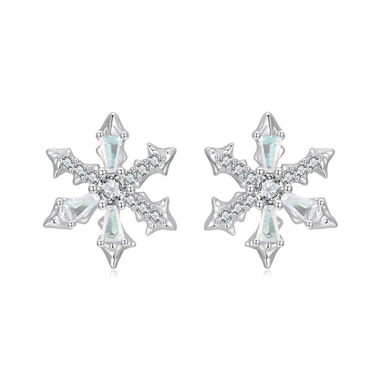 S925 Sterling Silver Winter Snowflake Earrings(BSE1132)