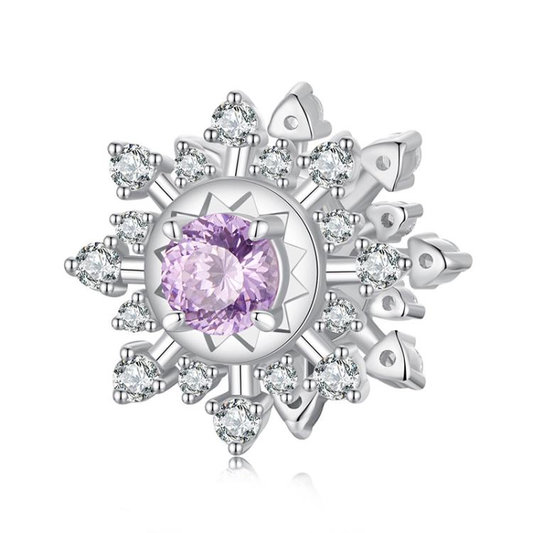 S925 Sterling Silver With Platinum-Plated Sparkling Fireworks DIY Beads(BSC1093)