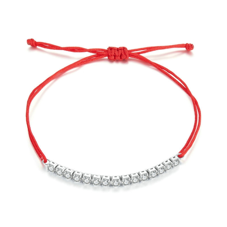 S925 Sterling Silver Zircon Lucky Braided Adjustable Bracelet(SCB269)