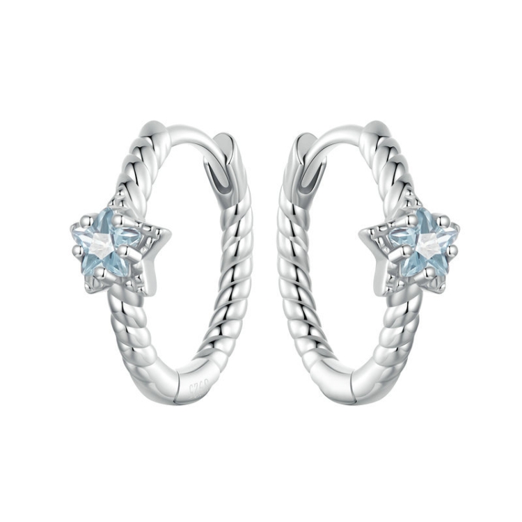 S925 Sterling Silver Zircon Star Earrings(BSE1090)