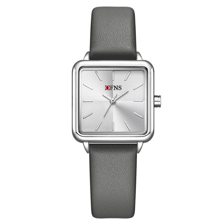 SANDA 1316 Ladies 3ATM Waterproof Alloy Case Quartz Watch, Strap:Leather-Grey(Silver)
