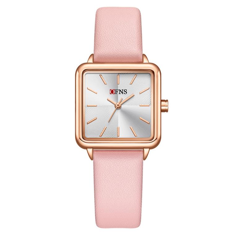 SANDA 1316 Ladies 3ATM Waterproof Alloy Case Quartz Watch, Strap:Leather-Pink(Rose Gold)