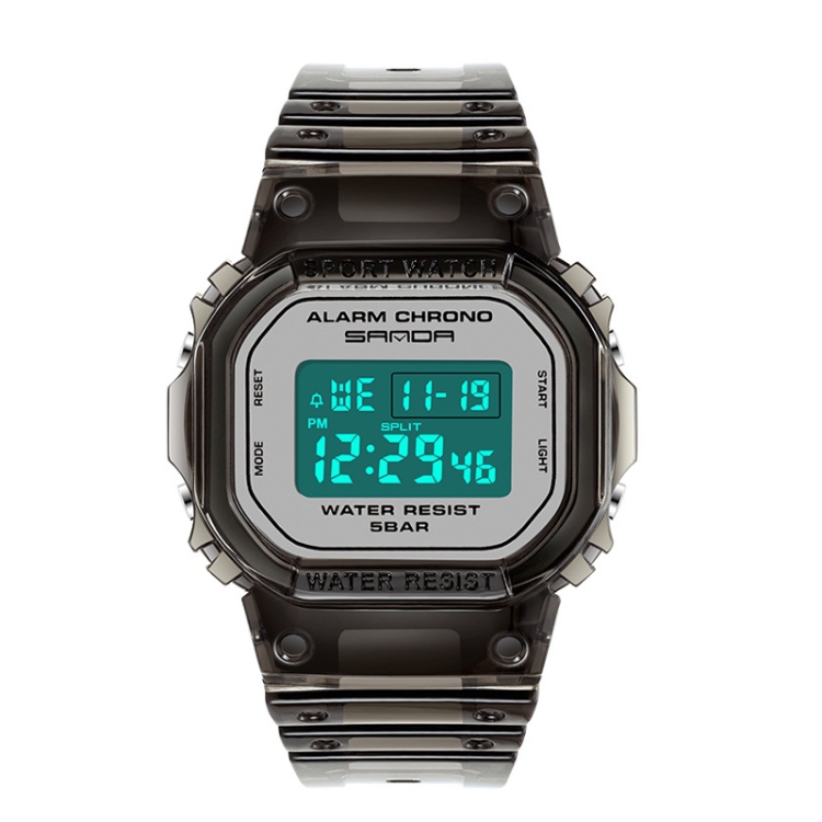 SANDA 2009 Multifunctional Sports Waterproof Calendar Watch(Black With White Noodles)