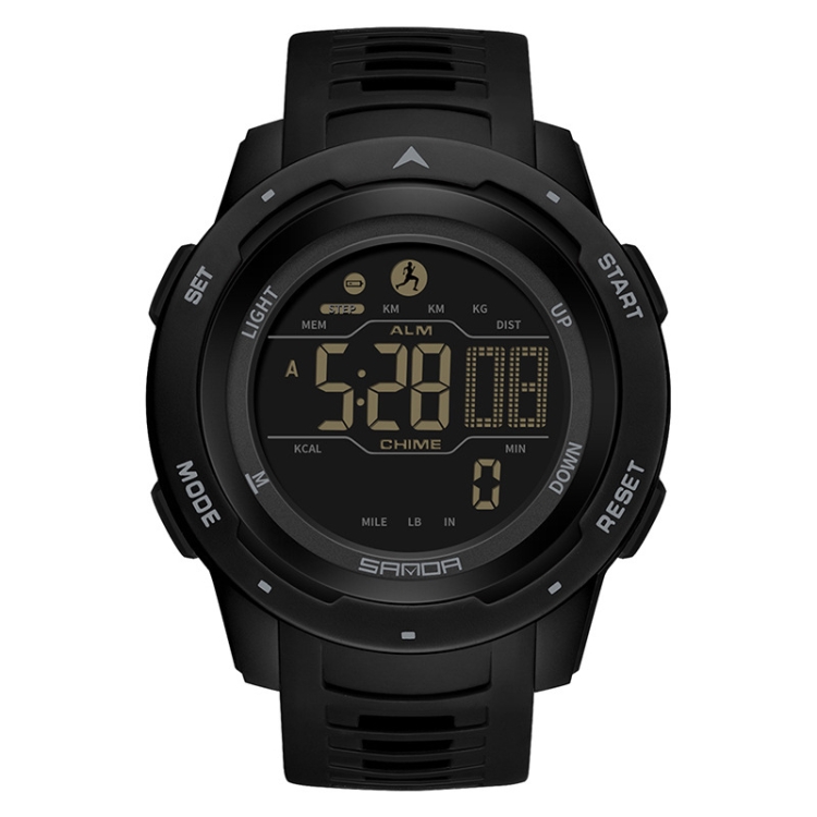 SANDA 2145 Calorie Pedometer Alarm Clock Waterproof Multifunctional Hiking Sports Shockproof Smart Watch(Black)