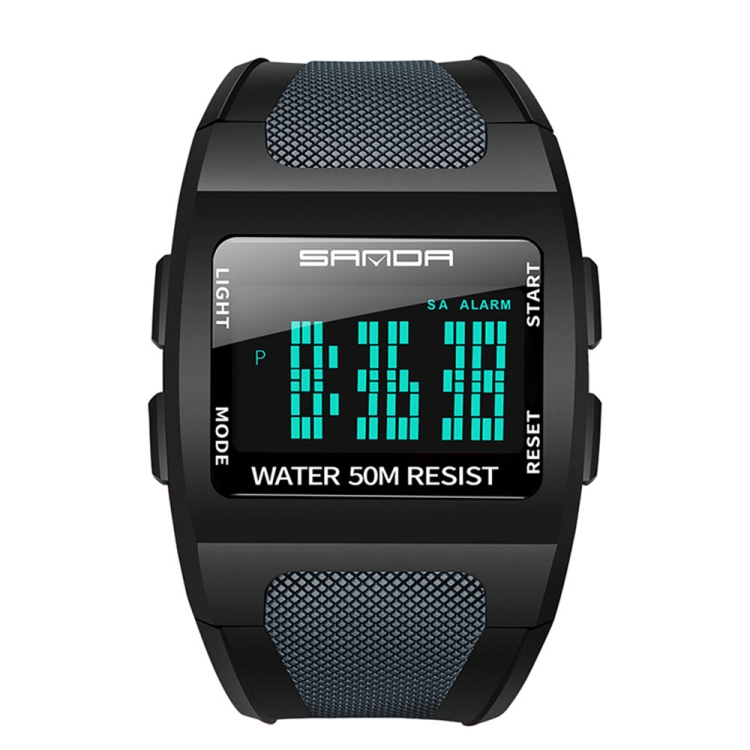 SANDA 222 Men Sports Outdoor Mountaineering Digital Electronic Watch Square Multi functional Waterproof Watch(Black)