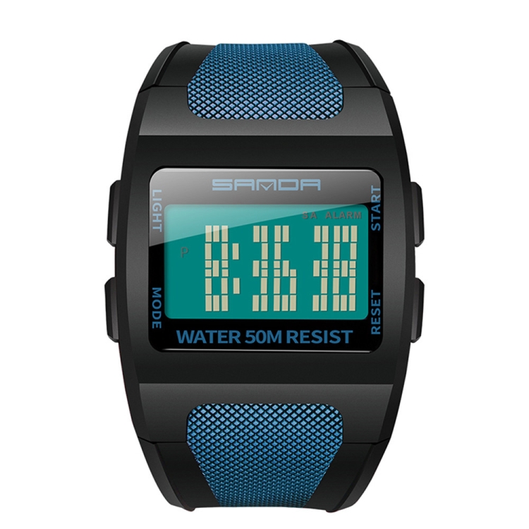 SANDA 222 Men Sports Outdoor Mountaineering Digital Electronic Watch Square Multi functional Waterproof Watch(Blue)