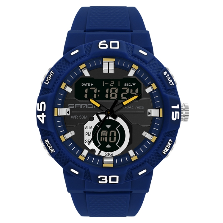 SANDA 3087 Luminous Waterproof Dual Display Electronic Watch(Sapphire Blue)
