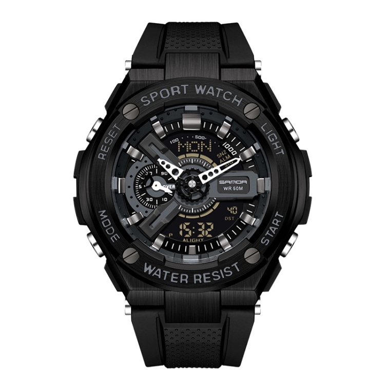 SANDA 3170 Men Luminous Waterproof Sports Watch(Black)