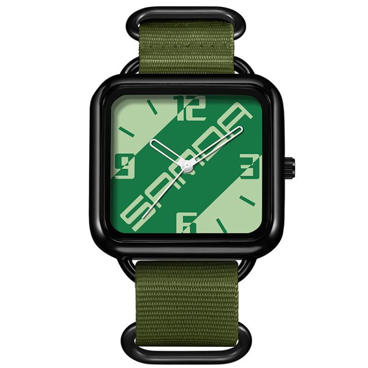 SANDA 3261 Colorful Casual 5ATM Water-Resistant Student Quartz Watch, Watchband:Nylon Green(Green)