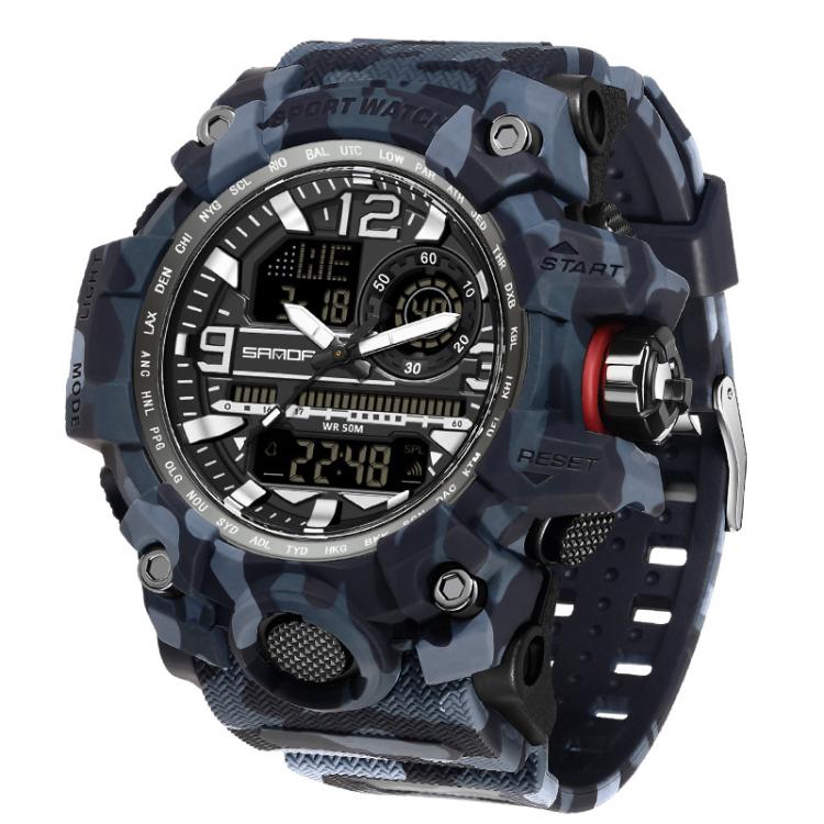 SANDA 3359 Outdoor Sports Watch Waterproof Camouflage Electronic Watch, Color: Black