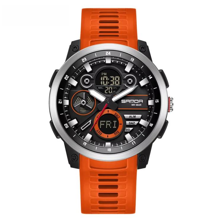 SANDA 3379 Sport Waterproof Alarm Clock Reminder Electronic Watch(Orange)