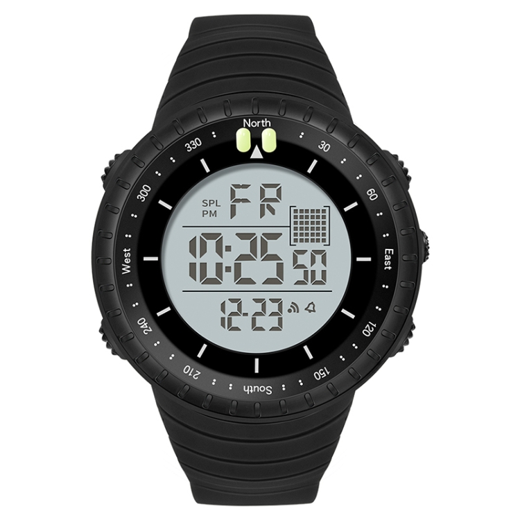 SANDA 6071 Three-split Screen LED Digital Display Luminous Stopwatch Timing Multifunctional Men Sports Electronic Watch(Black White)