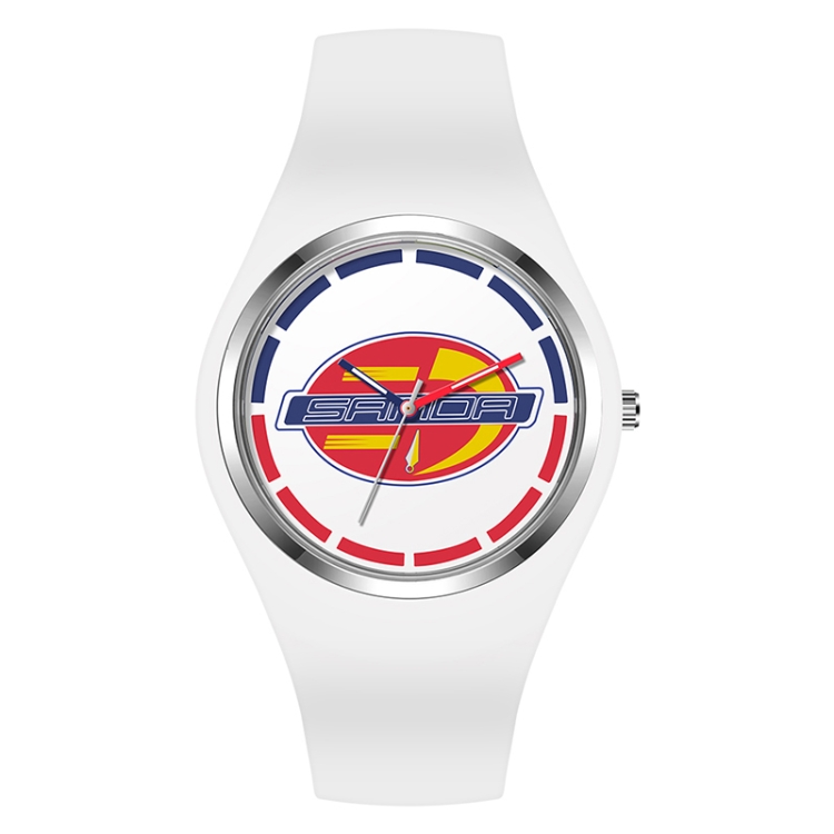 SANDA 6077 Simple Icon Round Dial Ladies Silicone Strap Quartz Watch(White)