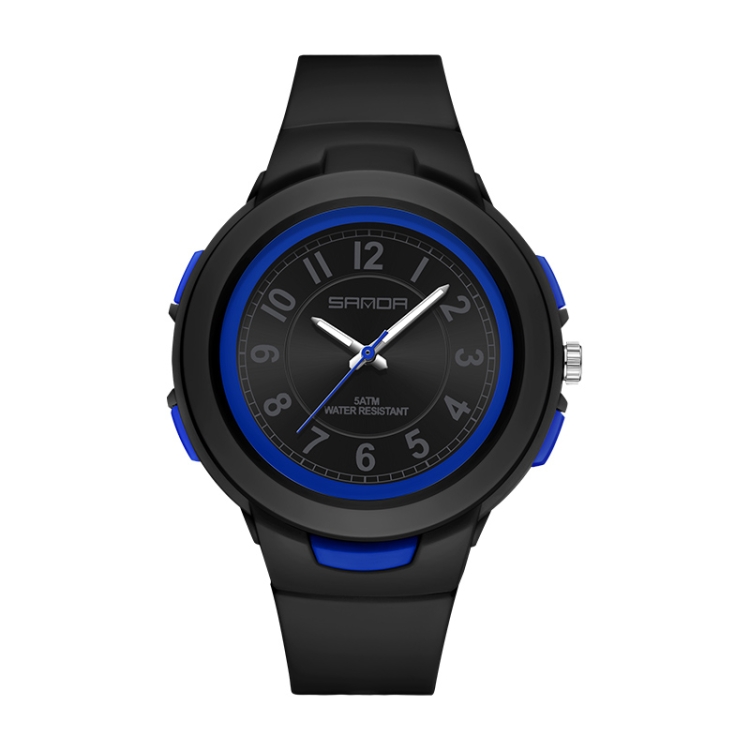 SANDA 6095 Student Sports Waterproof Electronic Watch(Black Blue)