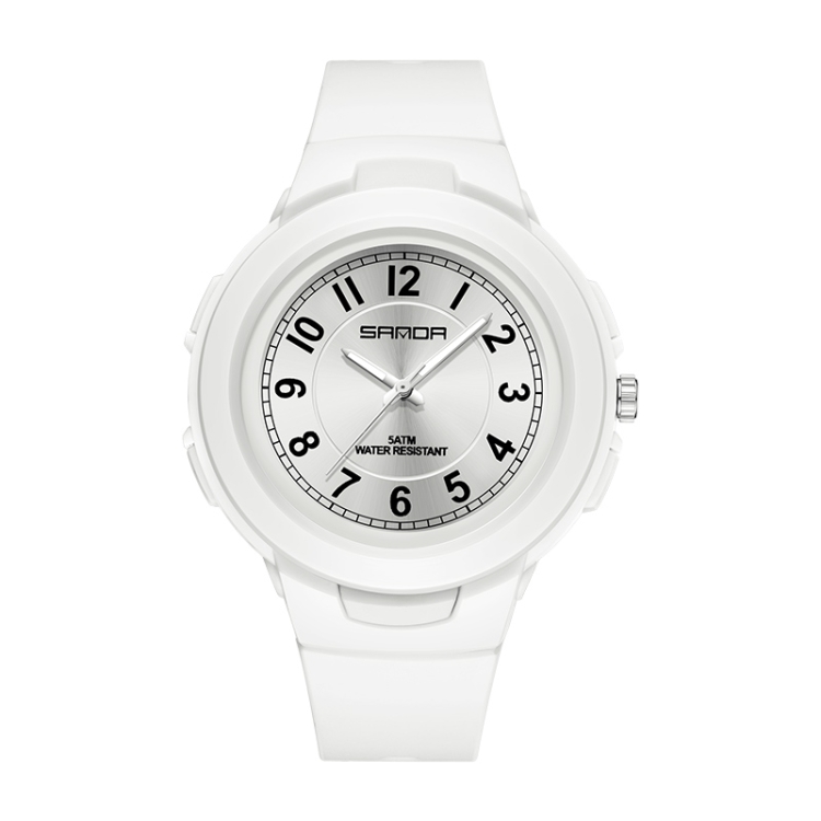 SANDA 6095 Student Sports Waterproof Electronic Watch(White)