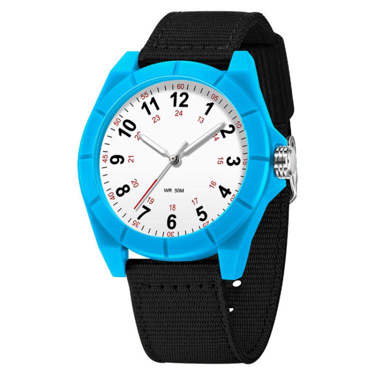SANDA 6232 Simple 5ATM Waterproof Luminous Watch with Nylon Strap(Black / Blue)