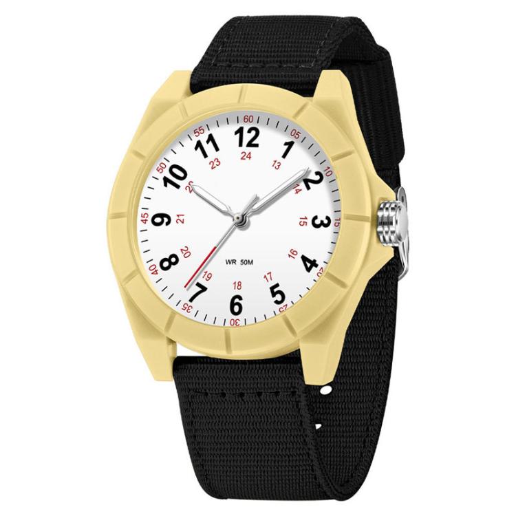 SANDA 6232 Simple 5ATM Waterproof Luminous Watch with Nylon Strap(Black / Khaki)