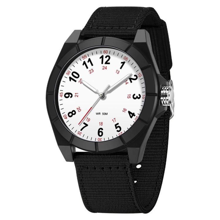 SANDA 6232 Simple 5ATM Waterproof Luminous Watch with Nylon Strap(Black White)