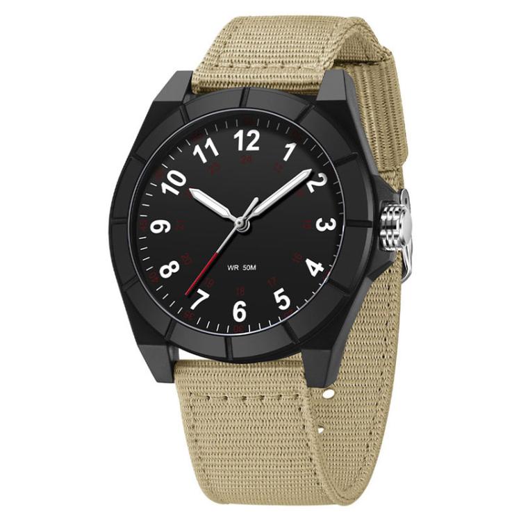 SANDA 6232 Simple 5ATM Waterproof Luminous Watch with Nylon Strap(Khaki / Black)