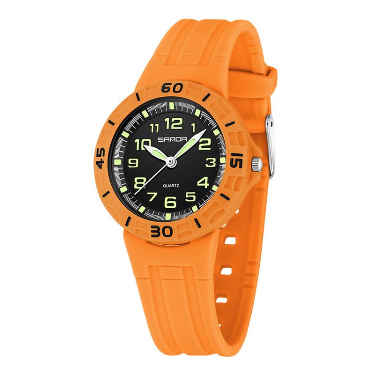 SANDA 6386 Simple 5ATM Waterproof Luminous Children Watch(Orange)