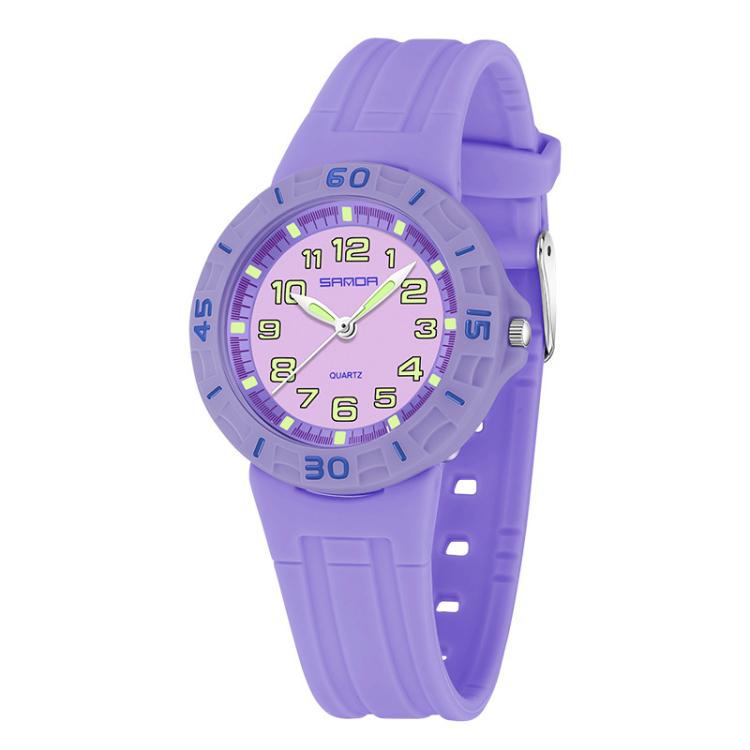 SANDA 6386 Simple 5ATM Waterproof Luminous Children Watch(Purple)