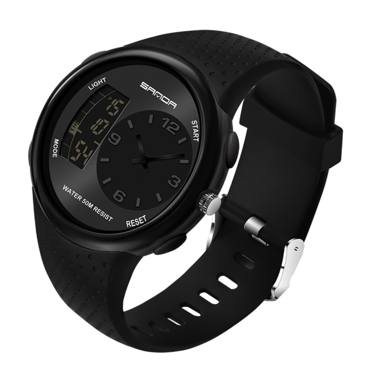 SANDA 763 Men Waterproof Student Watch Explosive Fashion Multi Functional Night light Outdoor Sports Personality Electronic Wrist Watch(Black)
