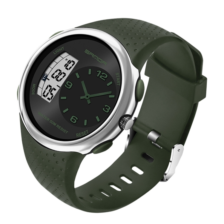 SANDA 763 Men Waterproof Student Watch Explosive Fashion Multi Functional Night light Outdoor Sports Personality Electronic Wrist Watch(Green)