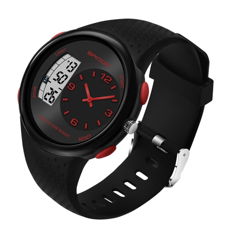 SANDA 763 Men Waterproof Student Watch Explosive Fashion Multi Functional Night light Outdoor Sports Personality Electronic Wrist Watch(Red)