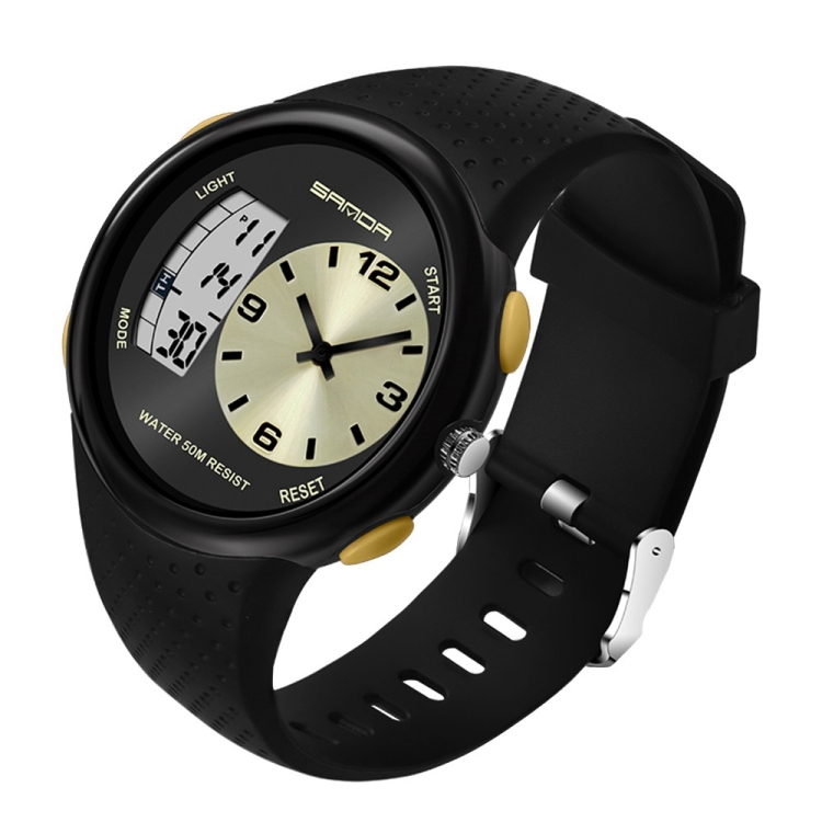 SANDA 763 Men Waterproof Student Watch Explosive Fashion Multi Functional Night light Outdoor Sports Personality Electronic Wrist Watch(Yellow)