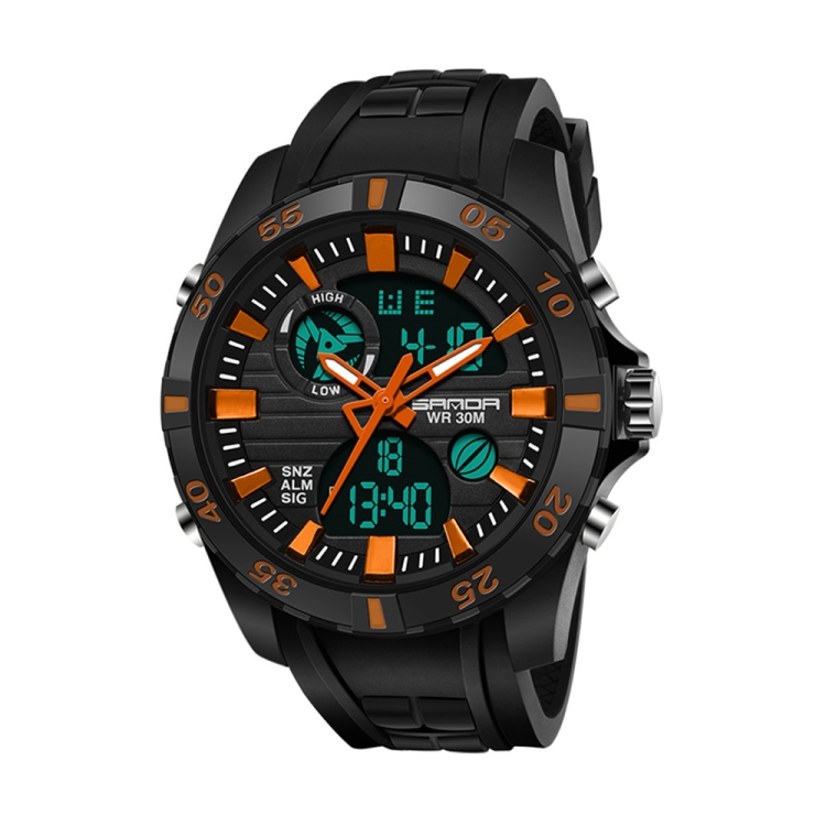 SANDA 791 Watch Genuine Fashion Sports Multifunction Electronic Watch Popular Men luminous Wrist Watch(Orange)