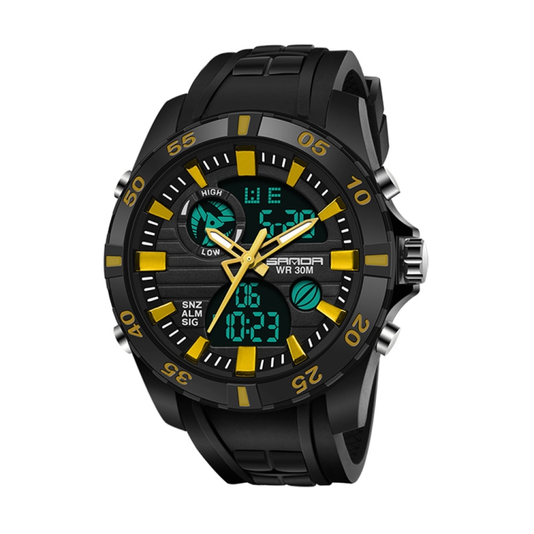 SANDA 791 Watch Genuine Fashion Sports Multifunction Electronic Watch Popular Men luminous Wrist Watch(Yellow)