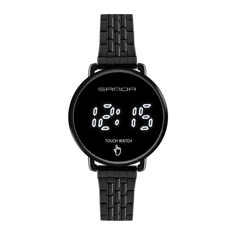 SANDA 8011 Touch Screen LED Digital Display Round Dial Electronic Watch for Men(Black)