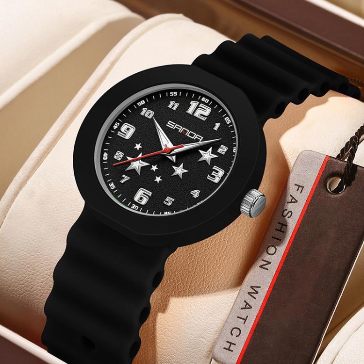 SANDA 9123 3ATM Water-Resistant Luminous Stylish Student Watch(Black)