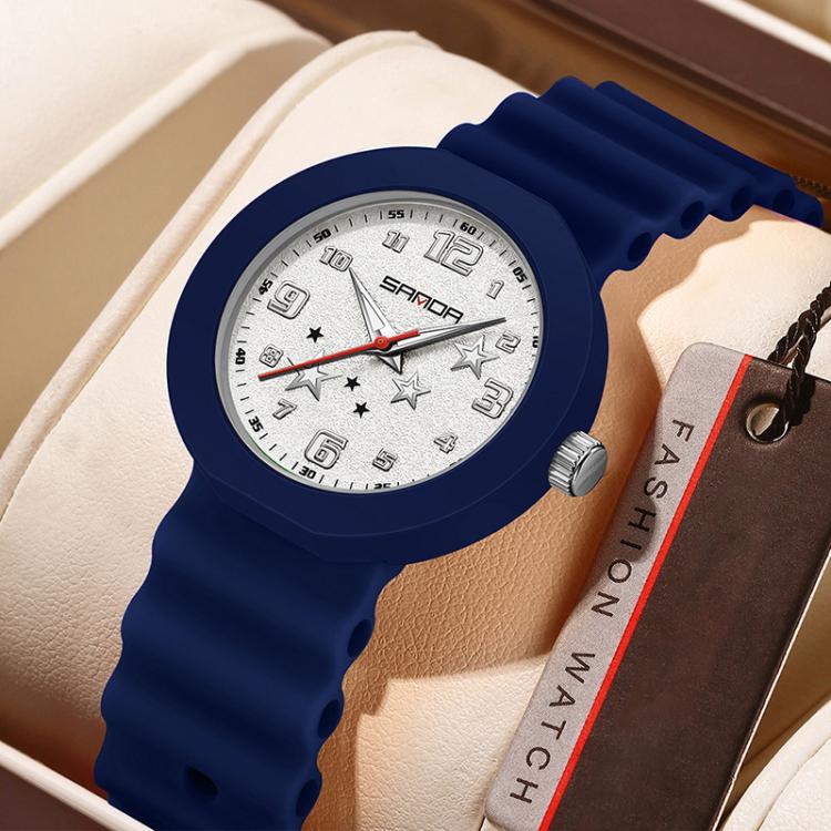 SANDA 9123 3ATM Water-Resistant Luminous Stylish Student Watch(Blue White)