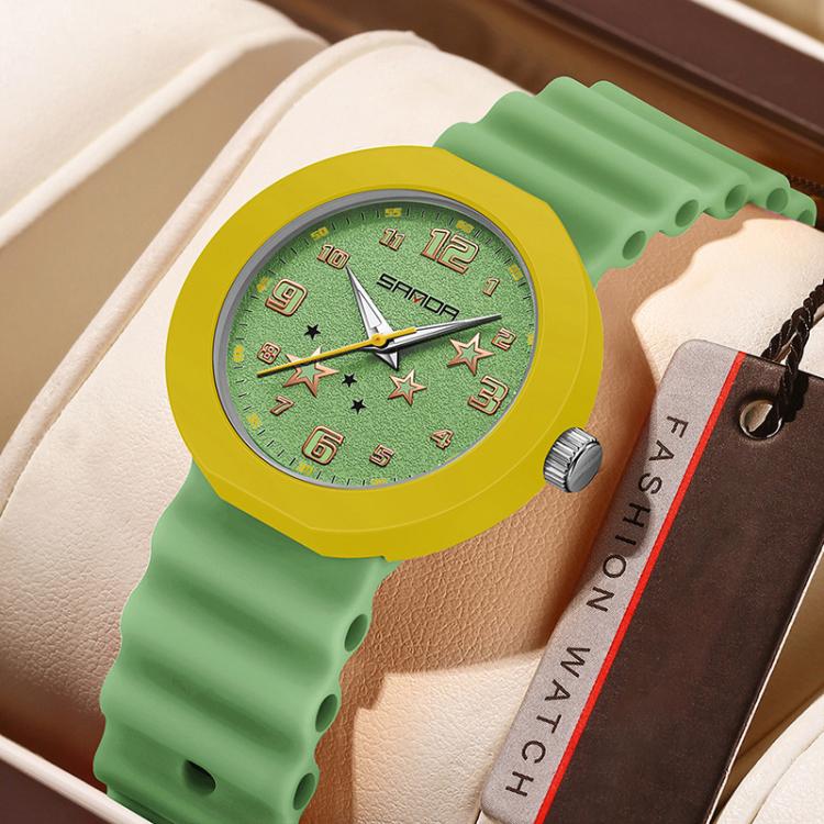 SANDA 9123 3ATM Water-Resistant Luminous Stylish Student Watch(Matcha Green)
