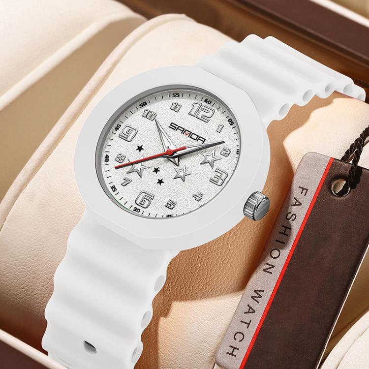 SANDA 9123 3ATM Water-Resistant Luminous Stylish Student Watch(White)