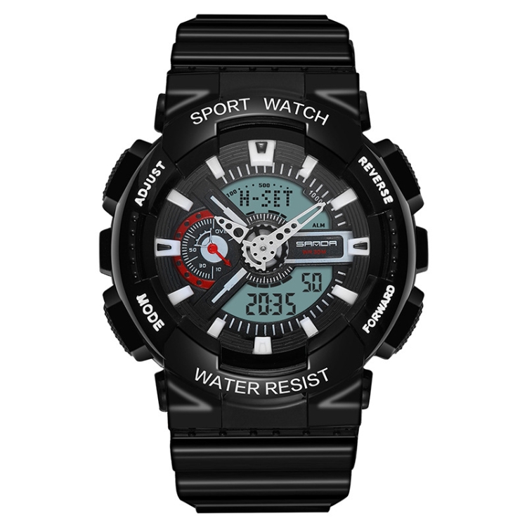 SANDA Outdoor Leisure Waterproof Multifunctional Luminous Electronic Watch(Black Men)